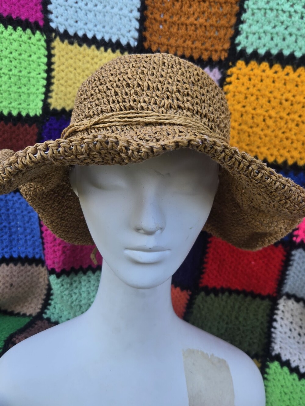 Broner Tan Woven Paper Straw Sun Hat Shapeable Brim